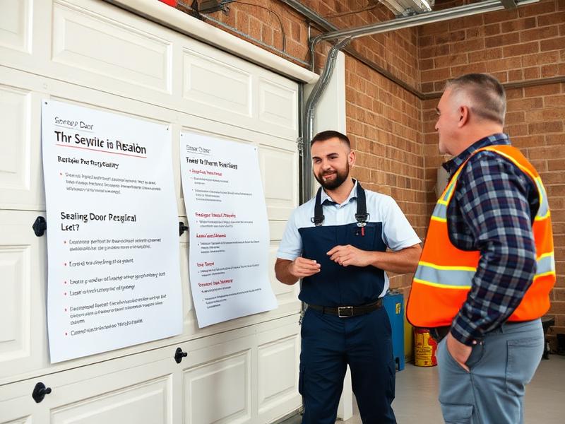 Garage Door Norwalk team - professional technician explaining repair options to homeowner