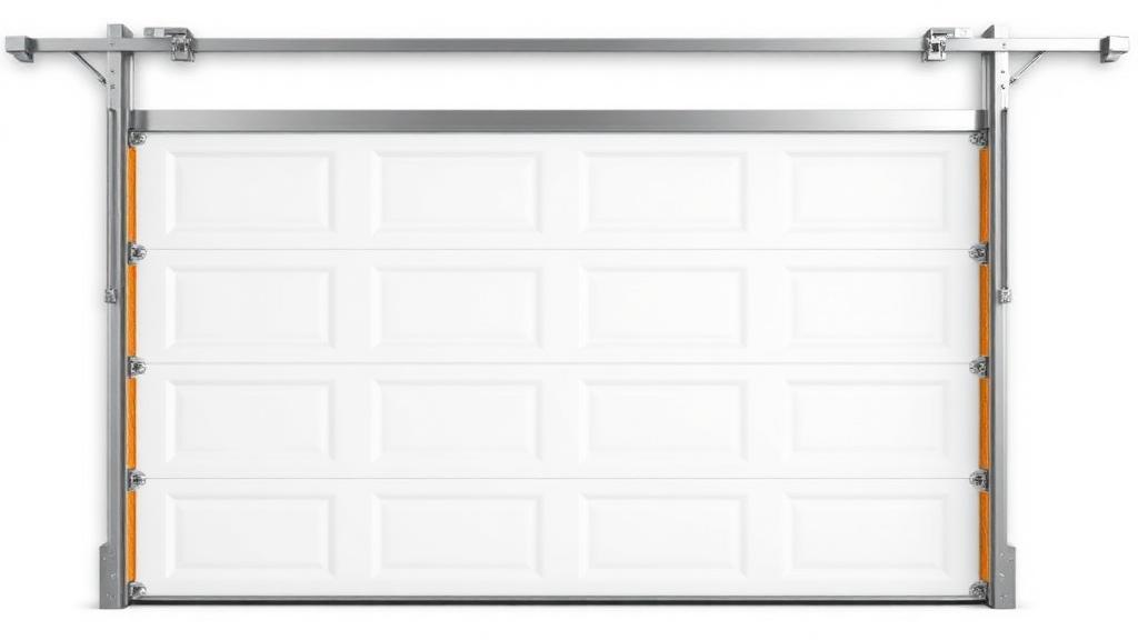 Cross-section of insulated garage door showing polyurethane foam insulation layers